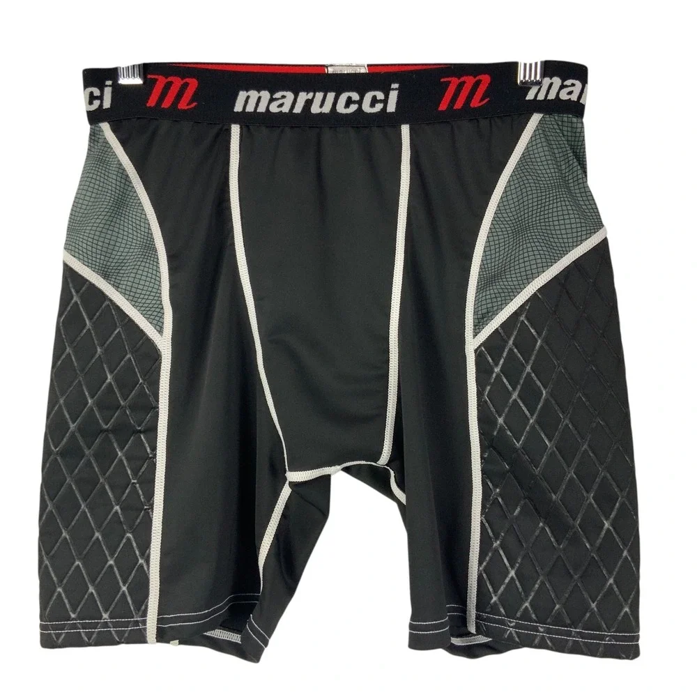 Marucci Black Padded Slider Shorts Medium Pull On Elastic Waistband Padded Thigh